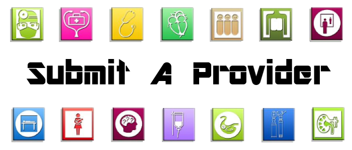 Submit A Provider sign with icons representing different medical categories